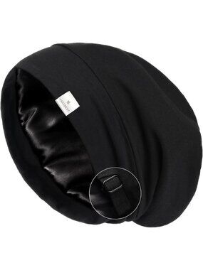 Women's Silk Satin Bonnet Hair Cover Sleep Cap - Adjustable Slouchy Beanie